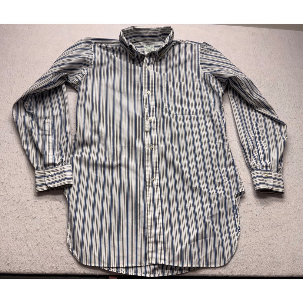 VTG 70s Brooks Brothers Brookscloth Striped OCBD Shirt Men 14.5 2 USA 6 Buttons